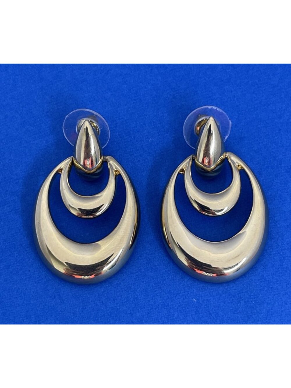Vintage NAPIER Gold-Tone Door Knocker Dangle Pierced EARRINGS